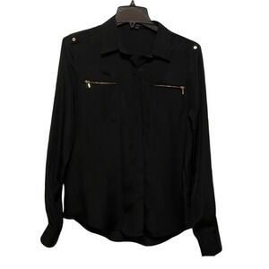 Velvet Heart Shirt Small Black‎ Long Sleeve Button Down